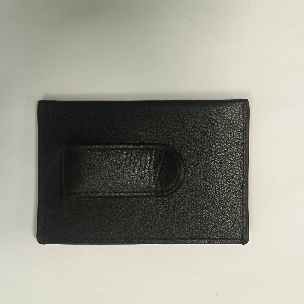 NEW Tumi Nassau Money Clip Card Case - Black Leather